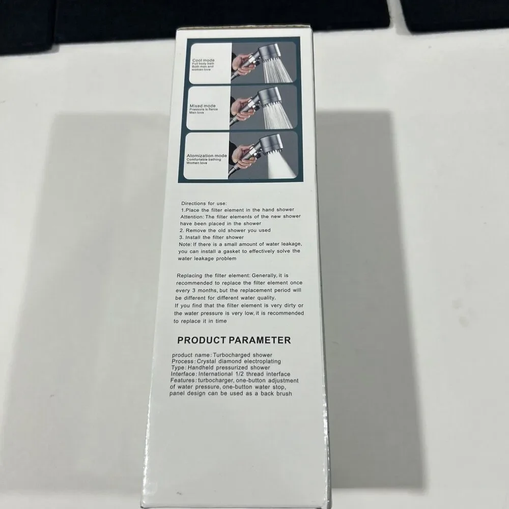Turbocharged Shower Head Hand-held Spray Replacement 3 Modes Combo